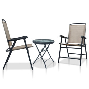 vidaXL 3-delige Bistroset staal taupe
