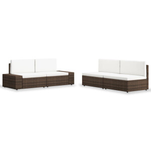 vidaXL 4-delige Loungeset poly rattan bruin
