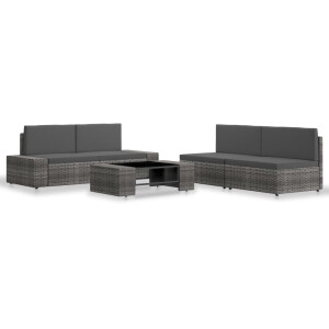 vidaXL 5-delige Loungeset poly rattan grijs