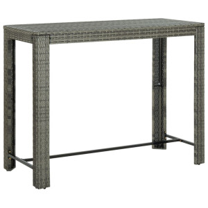 vidaXL Tuinbartafel 140,5x60,5x110,5 cm poly rattan grijs