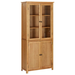 vidaXL Boekenkast met 4 deuren 80x35x180 cm massief eikenhout en glas