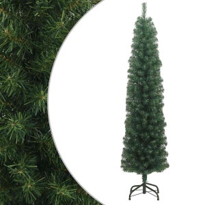 vidaXL Kunstkerstboom met standaard smal 210 cm PVC groen