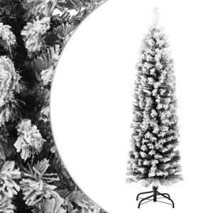 vidaXL Kunstkerstboom met sneeuw smal 150 cm PVC groen