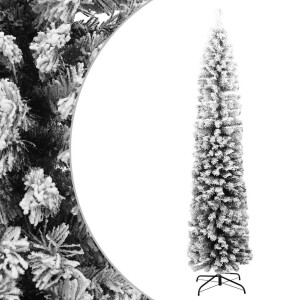 vidaXL Kunstkerstboom met sneeuw smal 180 cm PVC groen