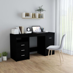 vidaXL Bureau 140x50x76 cm bewerkt hout zwart
