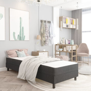 vidaXL Boxspring stof donkergrijs 100x200 cm