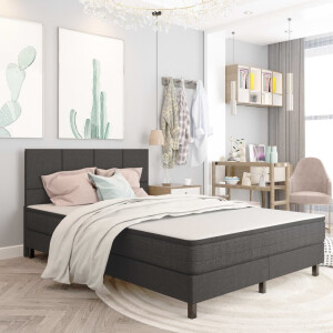 vidaXL Boxspring stof donkergrijs 180x200 cm