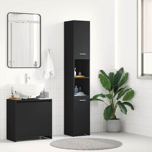 vidaXL Badkamerkast 30x30x183,5 cm bewerkt hout zwart