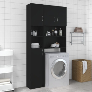 vidaXL Badkamerkast 32x25,5x190 cm bewerkt hout zwart