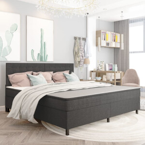 vidaXL Boxspring stof donkergrijs 200x200 cm