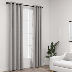 vidaXL Gordijnen linnen-look verduisterend ogen 2 st 140x225 cm grijs