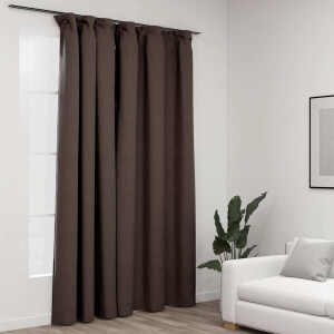vidaXL Gordijn linnen-look verduisterend met haken 290x245 cm taupe