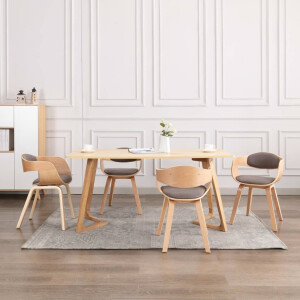 vidaXL Eetkamerstoelen 4 st gebogen hout en stof taupe