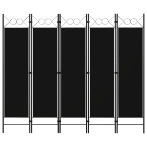 vidaXL Kamerscherm met 5 panelen 200x180 cm zwart