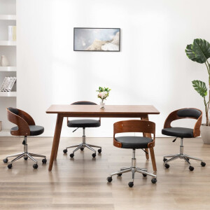 vidaXL Eetkamerstoelen 4 st draaibaar gebogen hout en kunstleer zwart