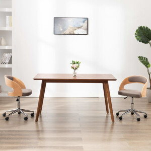 vidaXL Eetkamerstoelen draaibaar 2 st gebogen hout en stof taupe