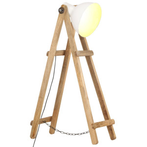 vidaXL Vloerlamp E27 massief mangohout wit