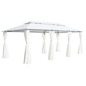 vidaXL Prieel met gordijnen 180g/m² 600x298x270 cm wit