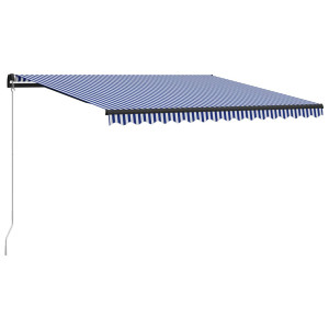vidaXL Luifel handmatig uittrekbaar 450x300 cm blauw en wit