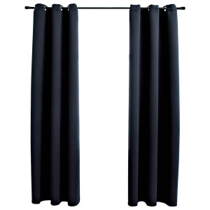 vidaXL Verduisteringsgordijnen met ringen 2 stuks zwart 97x213 cm stof