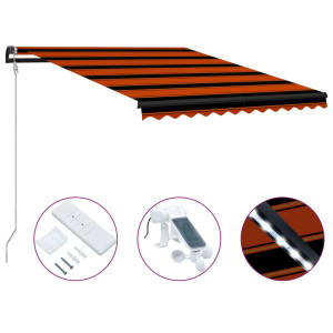 vidaXL Luifel uittrekbaar met windsensor LED 300x250 cm oranje bruin