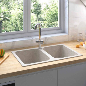 vidaXL Keukenwasbak Beige 76 x 48 x 30 cm Graniet