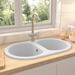 vidaXL Keukenwasbak Wit 78 x 47 x 20.5 cm Graniet