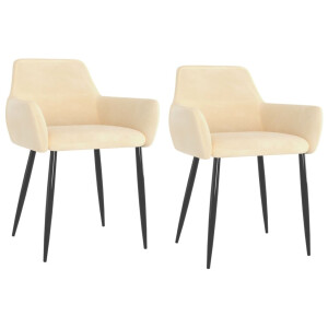 vidaXL Eetkamerstoelen 2 st fluweel crèmekleurig