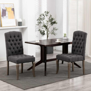 vidaXL Eetkamerstoelen 2 st linnen-look stof grijs