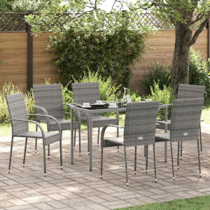 vidaXL Tuinstoelen stapelbaar 6 st poly rattan grijs