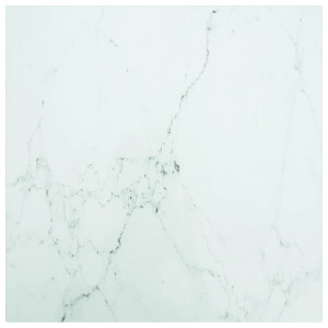 vidaXL Tafelblad 50x50 cm 6 mm gehard glas met marmeren design wit
