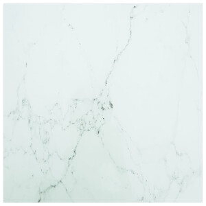 vidaXL Tafelblad marmerontwerp 6 mm 70x70 cm gehard glas wit