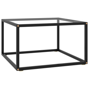 vidaXL Salontafel met gehard glas 60x60x35 cm zwart