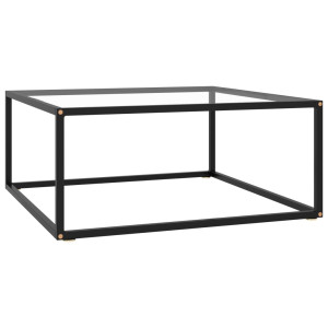 vidaXL Salontafel met gehard glas 80x80x35 cm zwart