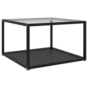 vidaXL Salontafel 60x60x35 cm gehard glas transparant en zwart