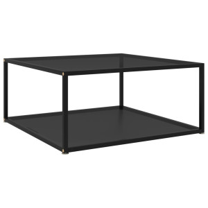 vidaXL Salontafel 80x80x35 cm gehard glas zwart