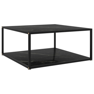 vidaXL Salontafel 80x80x35 cm gehard glas zwart