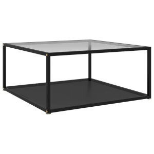 vidaXL Salontafel 80x80x35 cm gehard glas transparant en zwart