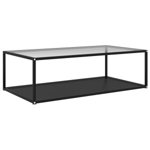 vidaXL Salontafel 120x60x35 cm gehard glas transparant en zwart