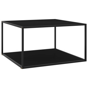 vidaXL Salontafel met zwart glas 90x90x50 cm zwart