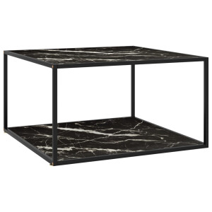 vidaXL Salontafel met zwart marmerglas 90x90x50 cm zwart