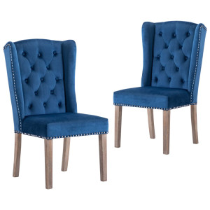 vidaXL Eetkamerstoelen 2 st fluweel blauw