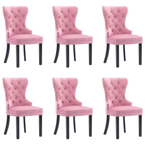 vidaXL Eetkamerstoelen 6 st fluweel roze