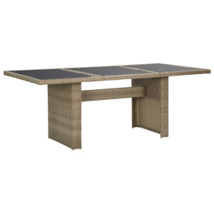 vidaXL Tuintafel 200x100x74 cm glas en poly rattan bruin