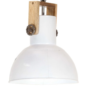 vidaXL Hanglamp industrieel rond 25 W E27 32 cm mangohout wit