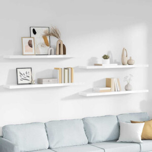 vidaXL Wandschappen zwevend 4 st 120x23,5x3,8 cm MDF hoogglans wit
