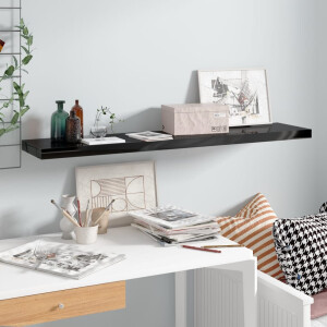 vidaXL Wandschap zwevend 120x23,5x3,8 cm MDF hoogglans zwart