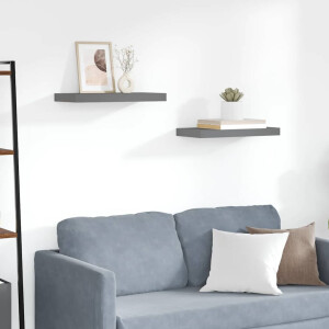 vidaXL Wandschappen zwevend 2 st 50x23x3,8 cm MDF hoogglans grijs