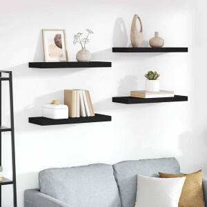 vidaXL Wandschappen zwevend 4 st 60x23,5x3,8 cm MDF zwart