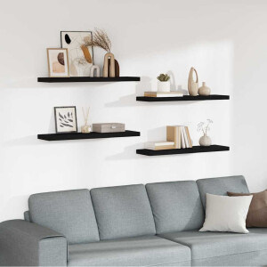 vidaXL Wandschappen zwevend 4 st 90x23,5x3,8 cm MDF zwart